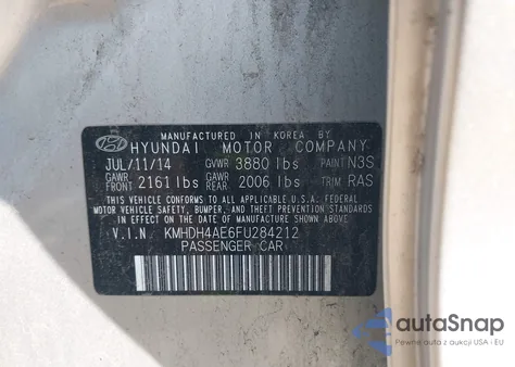 2015 Hyundai Elantra Se/Sport/Limited из США, поврежденный, VIN KMHDH4AE6FU284212